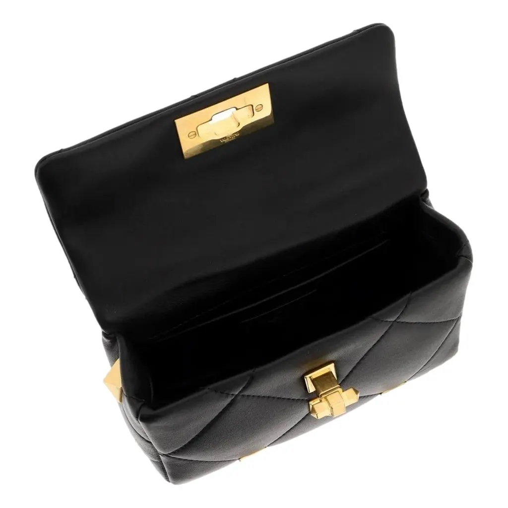Valentino Garavani Roman Stud Small Crossbody Bag Black Nappa Leather Black Leather Never worn - Box View