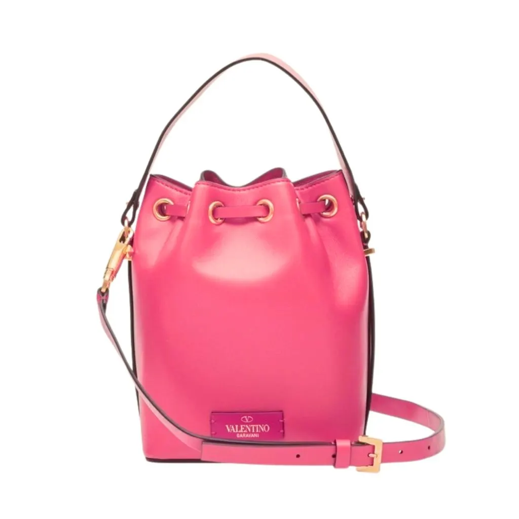 Valentino Garavani VLogo Walk Bucket Bag Pink Calf Leather Crossbody Pink Leather Never worn - Back View