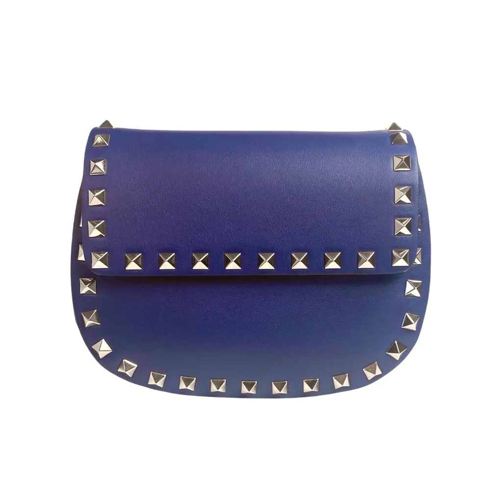 Valentino Rockstud Blue Leather Small Chain Crossbody Bag Blue Leather Never worn - Back View