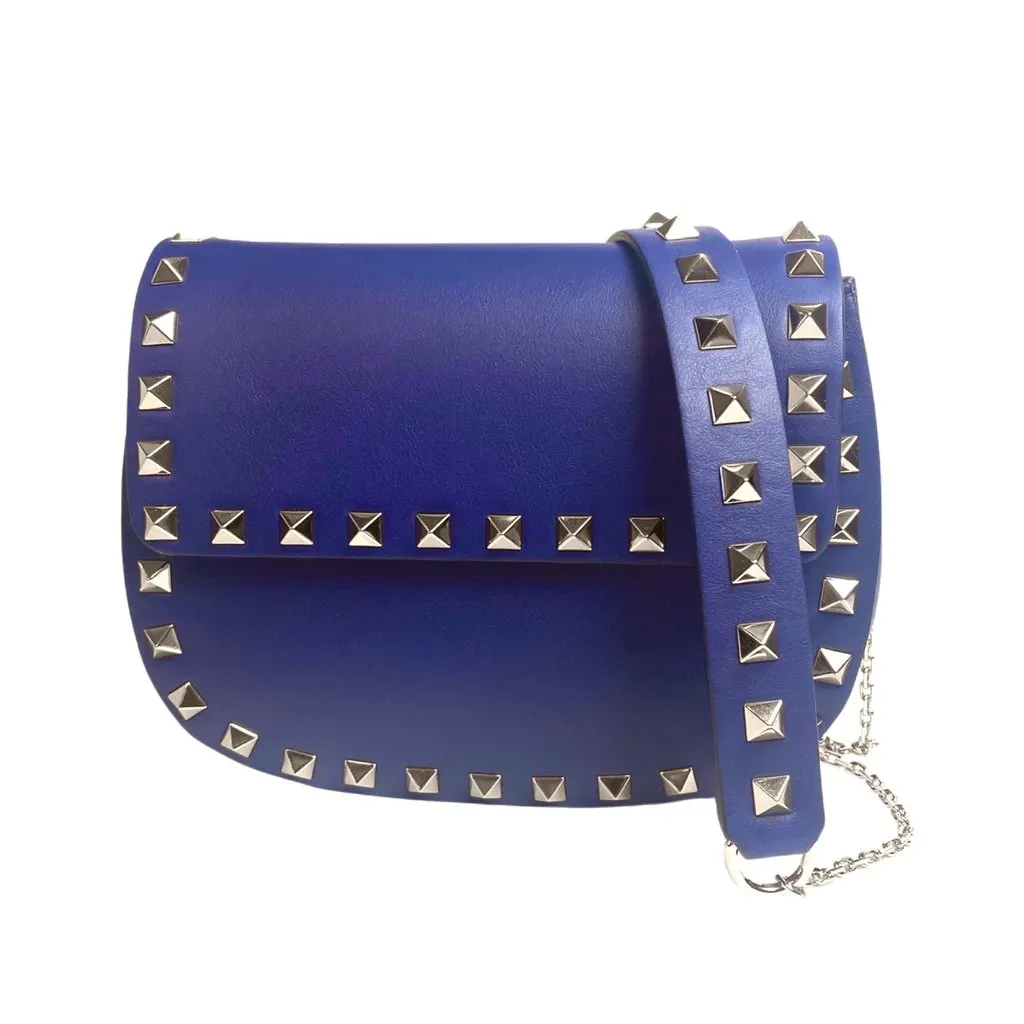 Valentino Rockstud Blue Leather Small Chain Crossbody Bag Blue Leather Never worn - Inside View