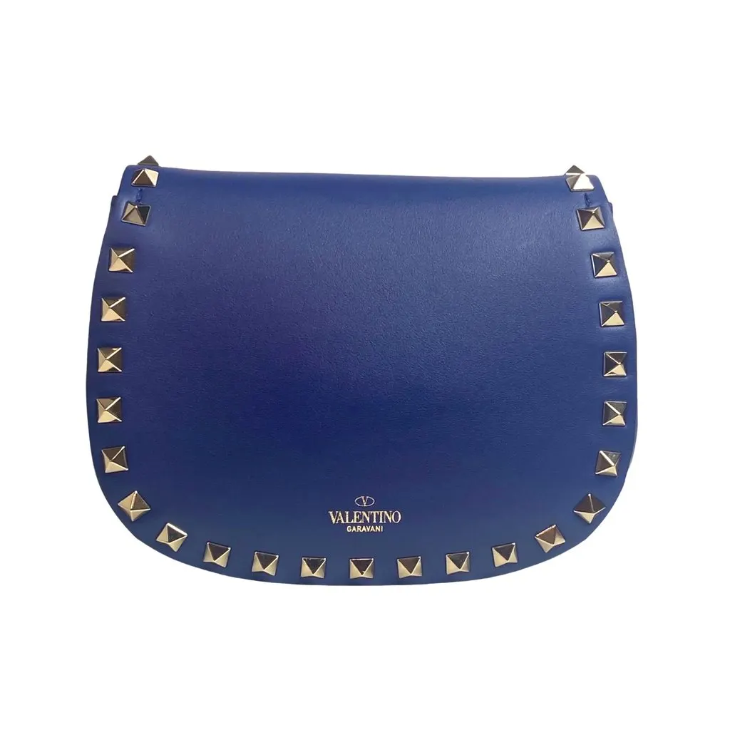 Valentino Rockstud Blue Leather Small Chain Crossbody Bag Blue Leather Never worn - Model View
