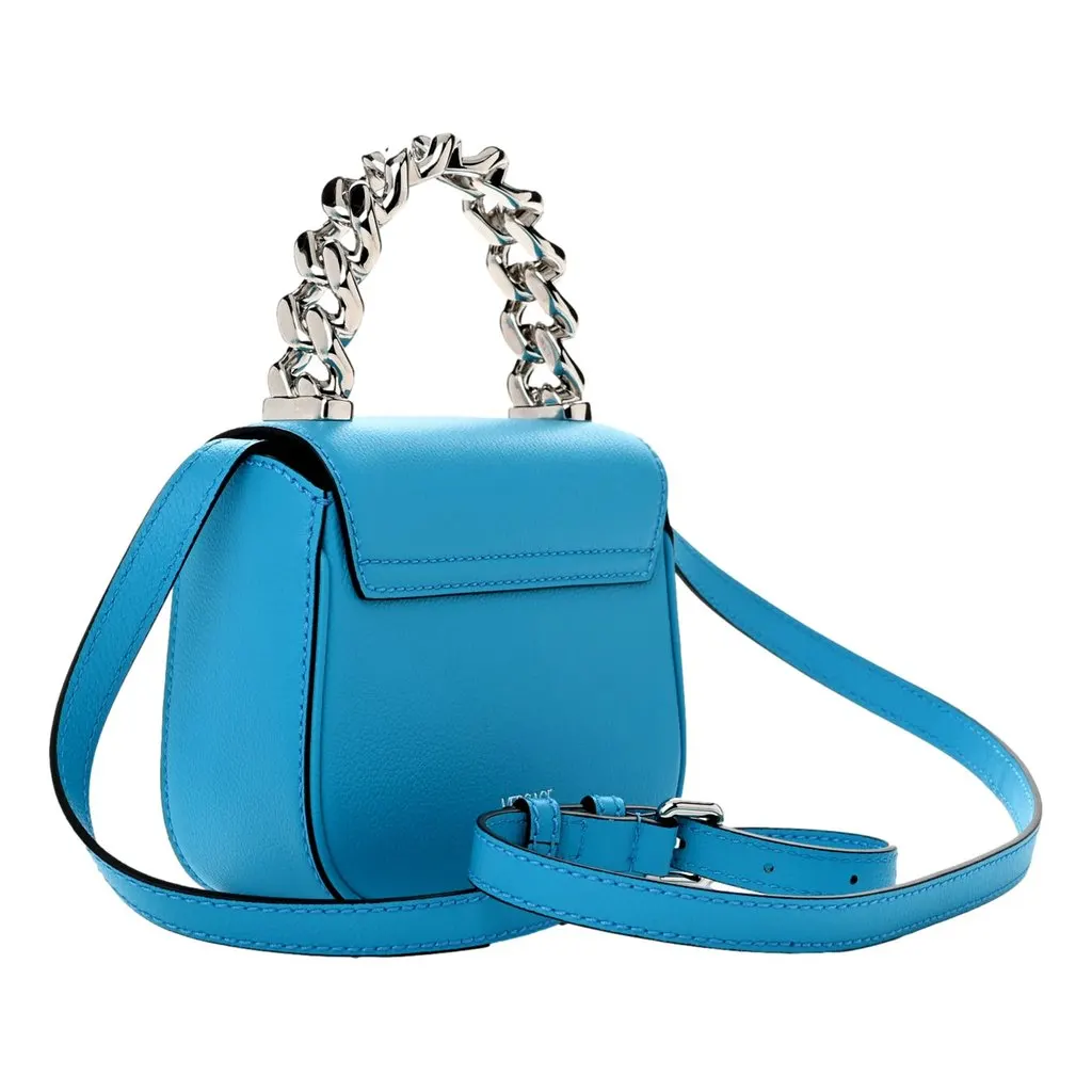 Versace Blue La Medusa Mini Top-Handle Bag Leather Crossbody Blue Leather Never worn - Inside View
