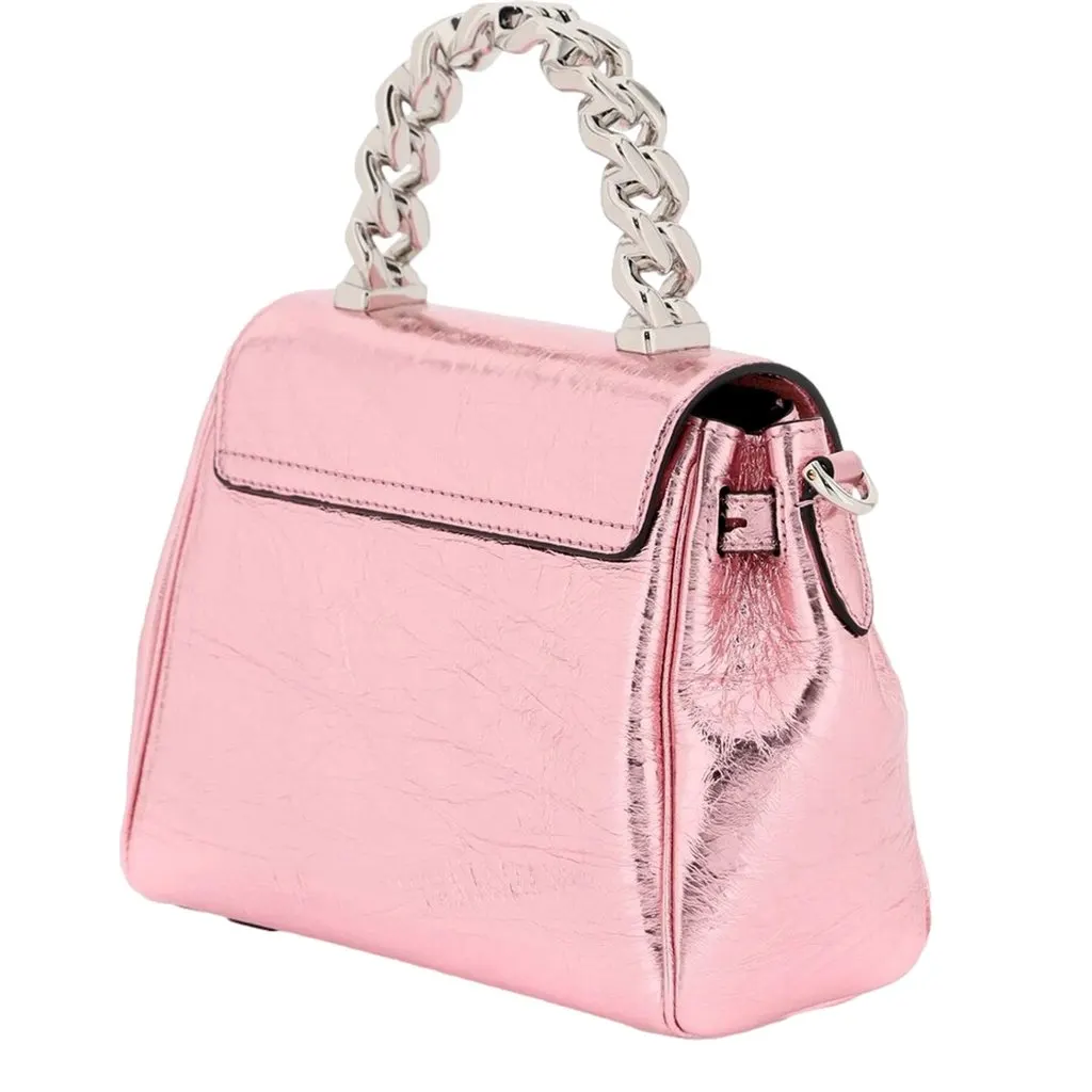 Versace La Medusa Metallic Pink Mini Top Handle Bag Chain Crossbody Pink Leather Never worn - Inside View