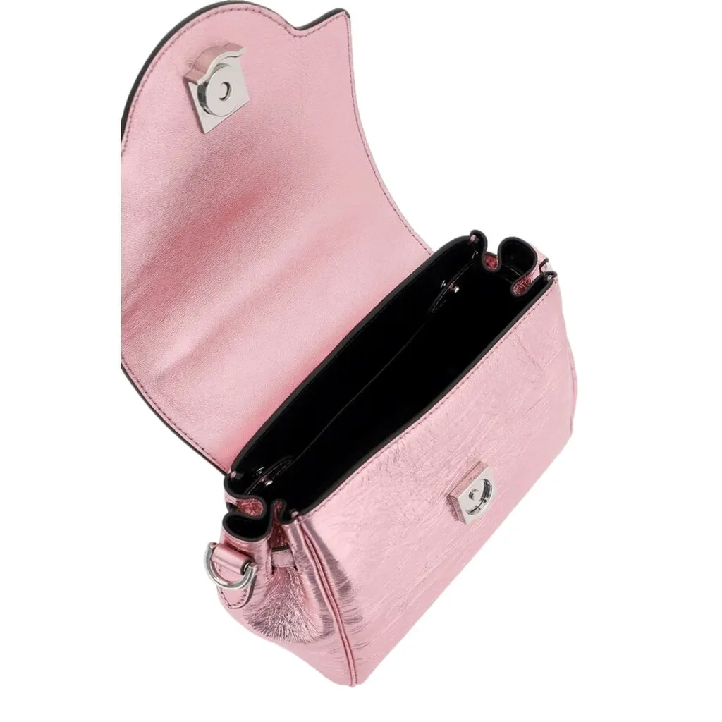 Versace La Medusa Metallic Pink Mini Top Handle Bag Chain Crossbody Pink Leather Never worn - Model View