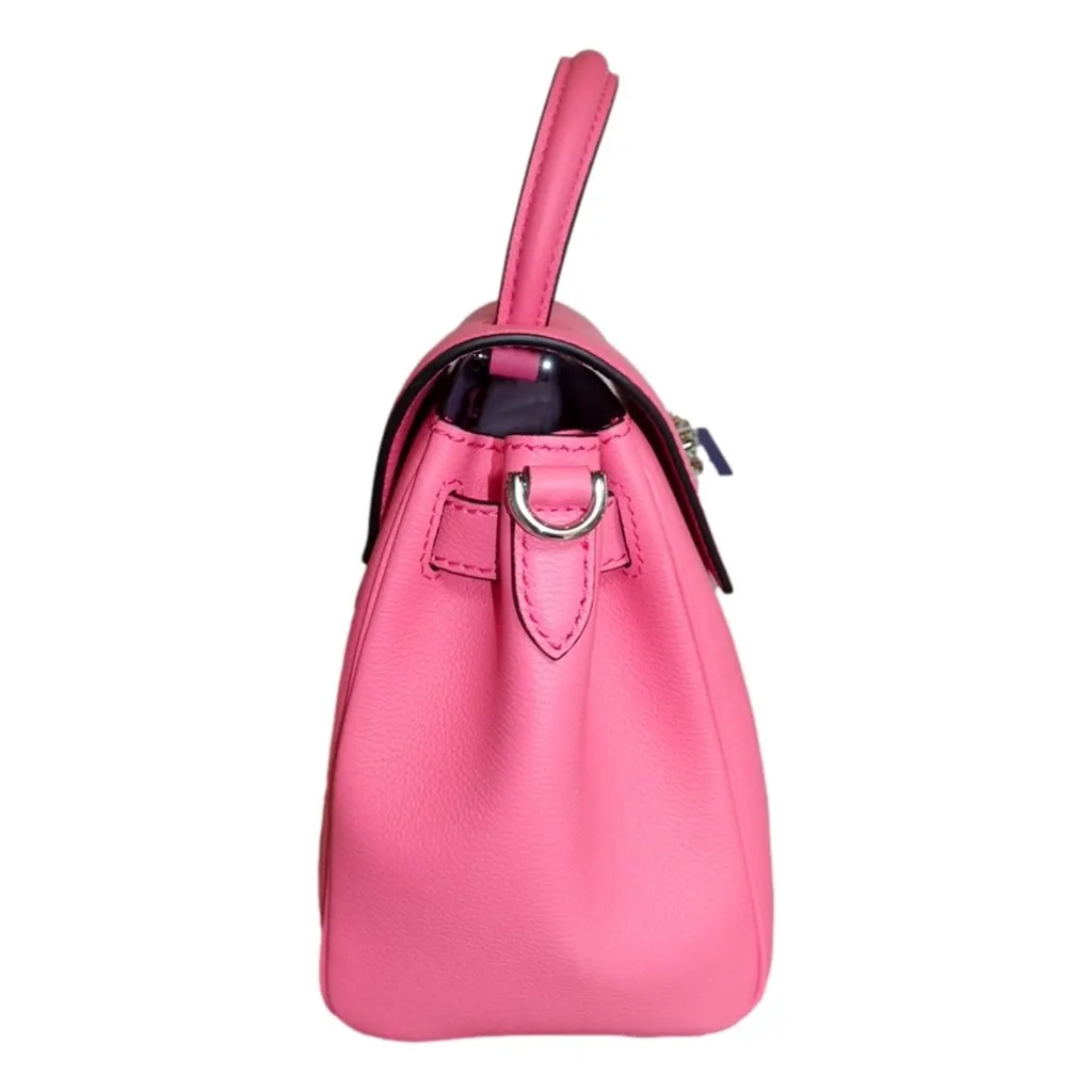 Versace Flamingo Pink Vitello Leather Top Handle Designer Handbag Pink Leather Never worn - Inside View