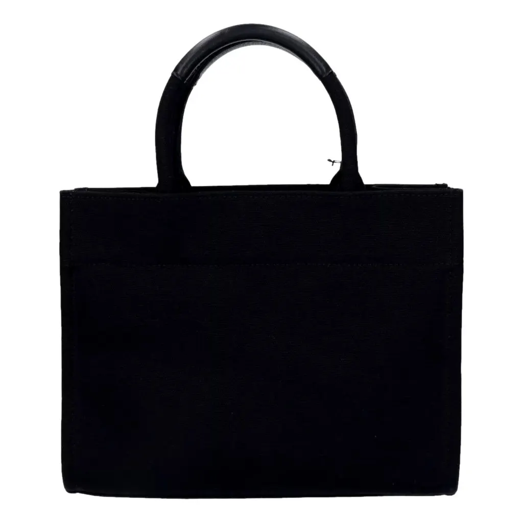 Versace Versace Mini Tote Bag Nero Black Canvas Studded Logo Crossbody Black Leather Never worn - Back View