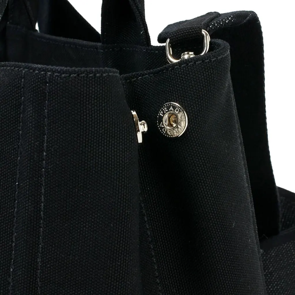 Prada Canapa Black Canvas Logo Tote Handbag Medium Black Canvas Never worn - Inside View