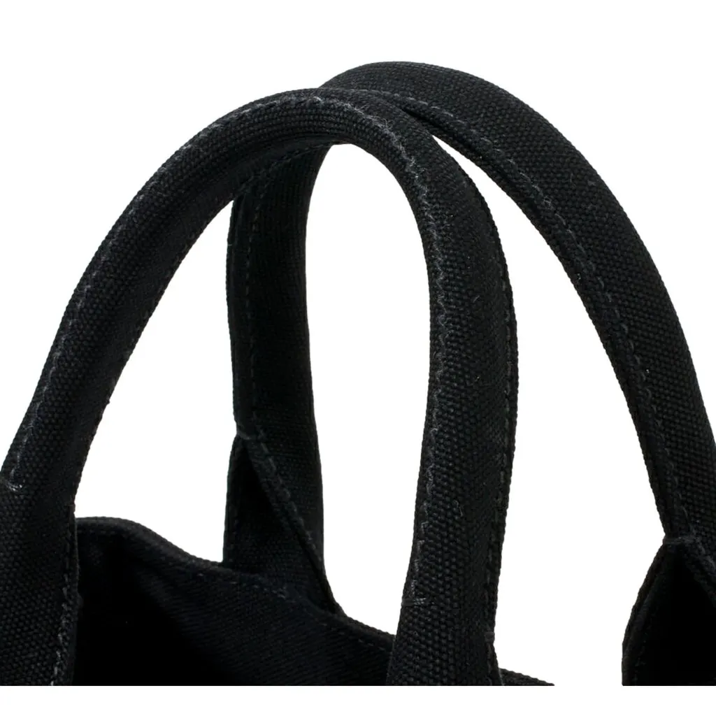 Prada Canapa Black Canvas Logo Tote Handbag Medium Black Canvas Never worn - Box View