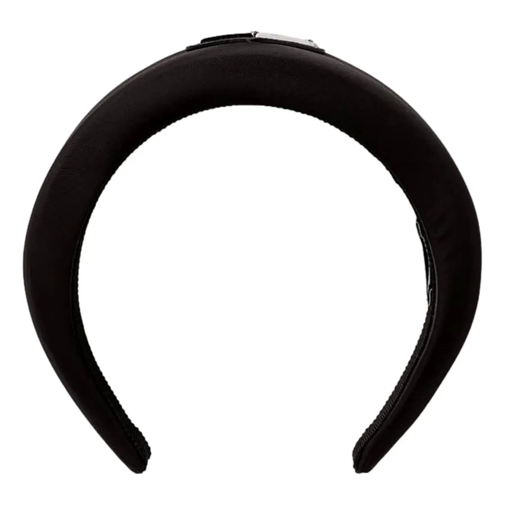 Prada Black Tessuto Nylon Padded Headband with Triangle Logo Black Polyamide Never worn - Inside View