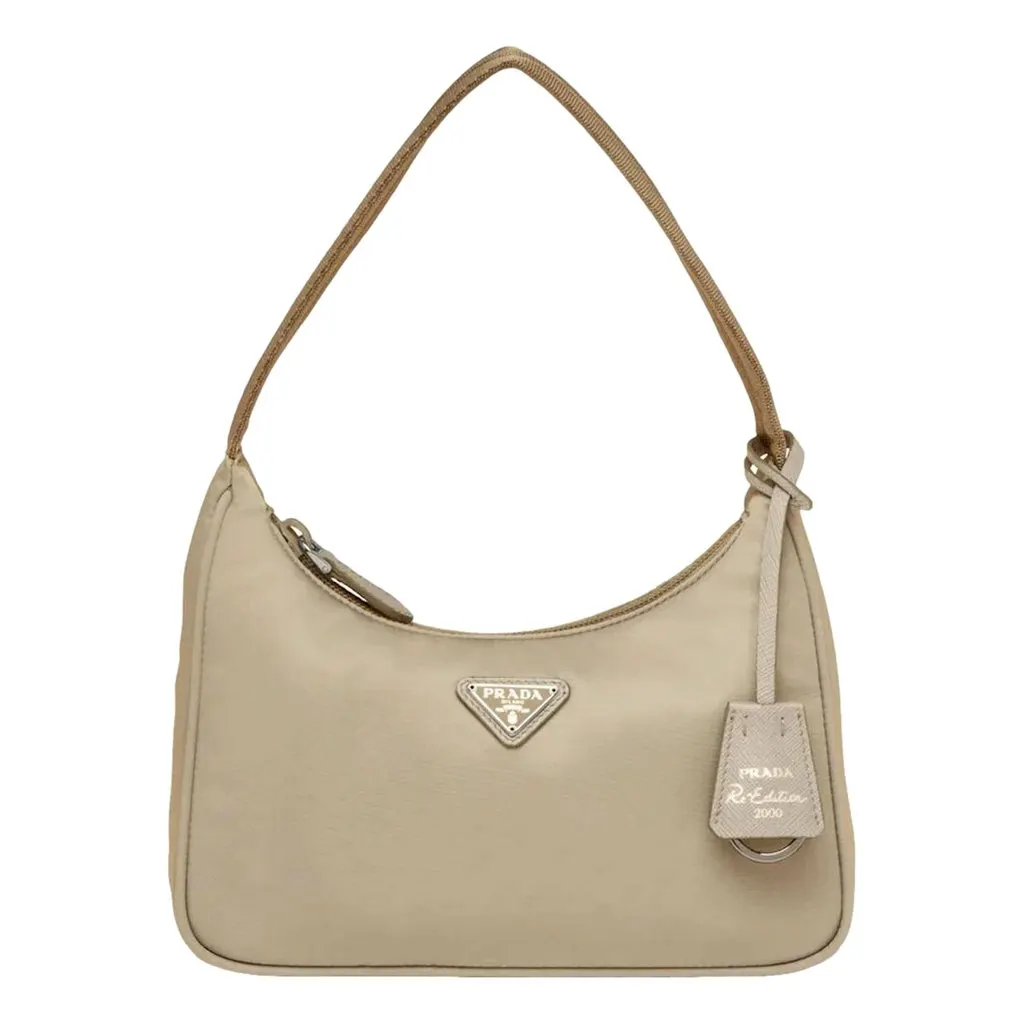 Prada Re-Edition 2000 Re-Nylon Mini Bag Desert Beige Beige Polyamide Never worn - Front View
