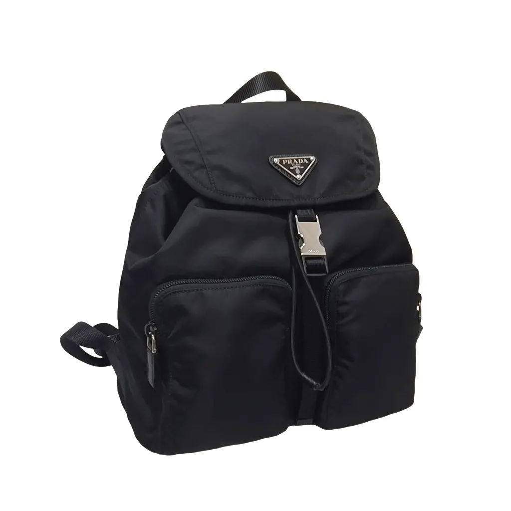 Prada Re-Nylon Black Drawstring Small Rucksack Backpack Black Never worn - Model View