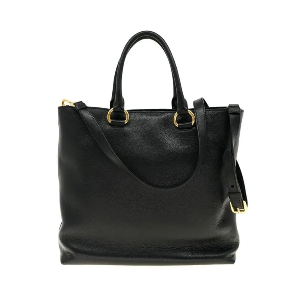 Prada Black Vitello Phenix Leather Shopping Tote Bag Black Leather Never worn - Box View