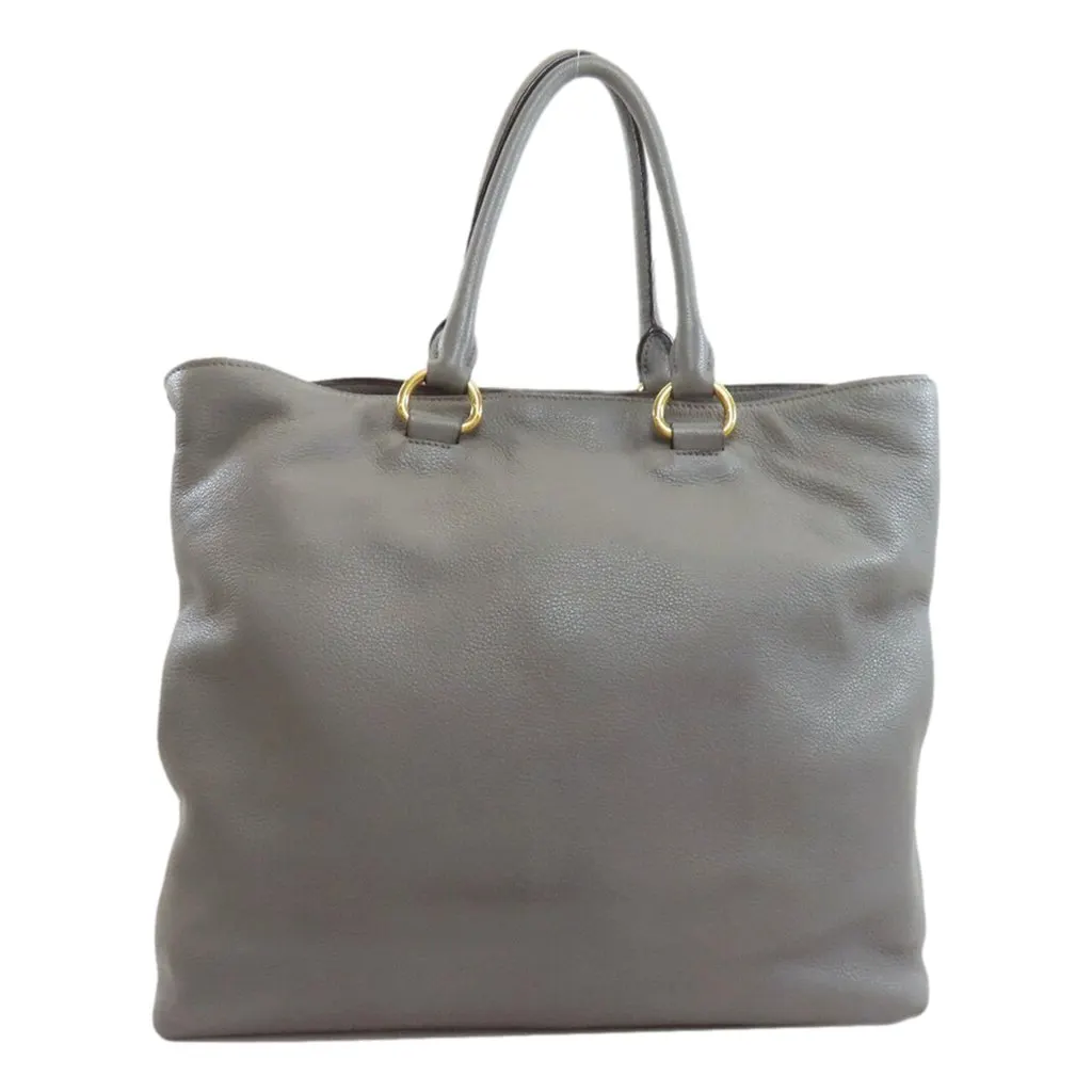 Prada Gray Vitello Phenix Shopping Tote Bag Grey Leather Never worn - Back View