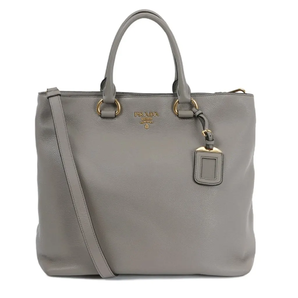 Prada Gray Vitello Phenix Shopping Tote Bag Grey Leather Never worn - Inside View