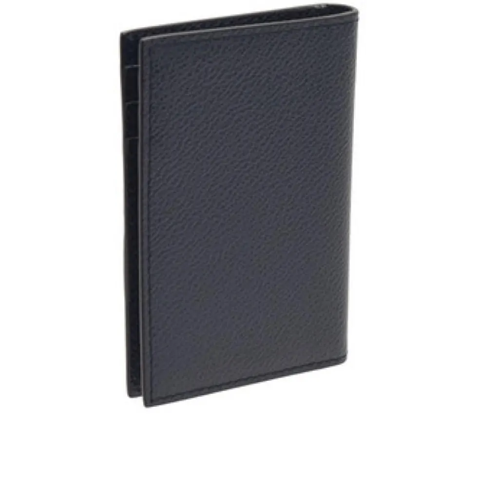 Prada Vitello Grain Blue Leather Triangle Logo Vertical Bifold Wallet Blue Leather Never worn - Back View