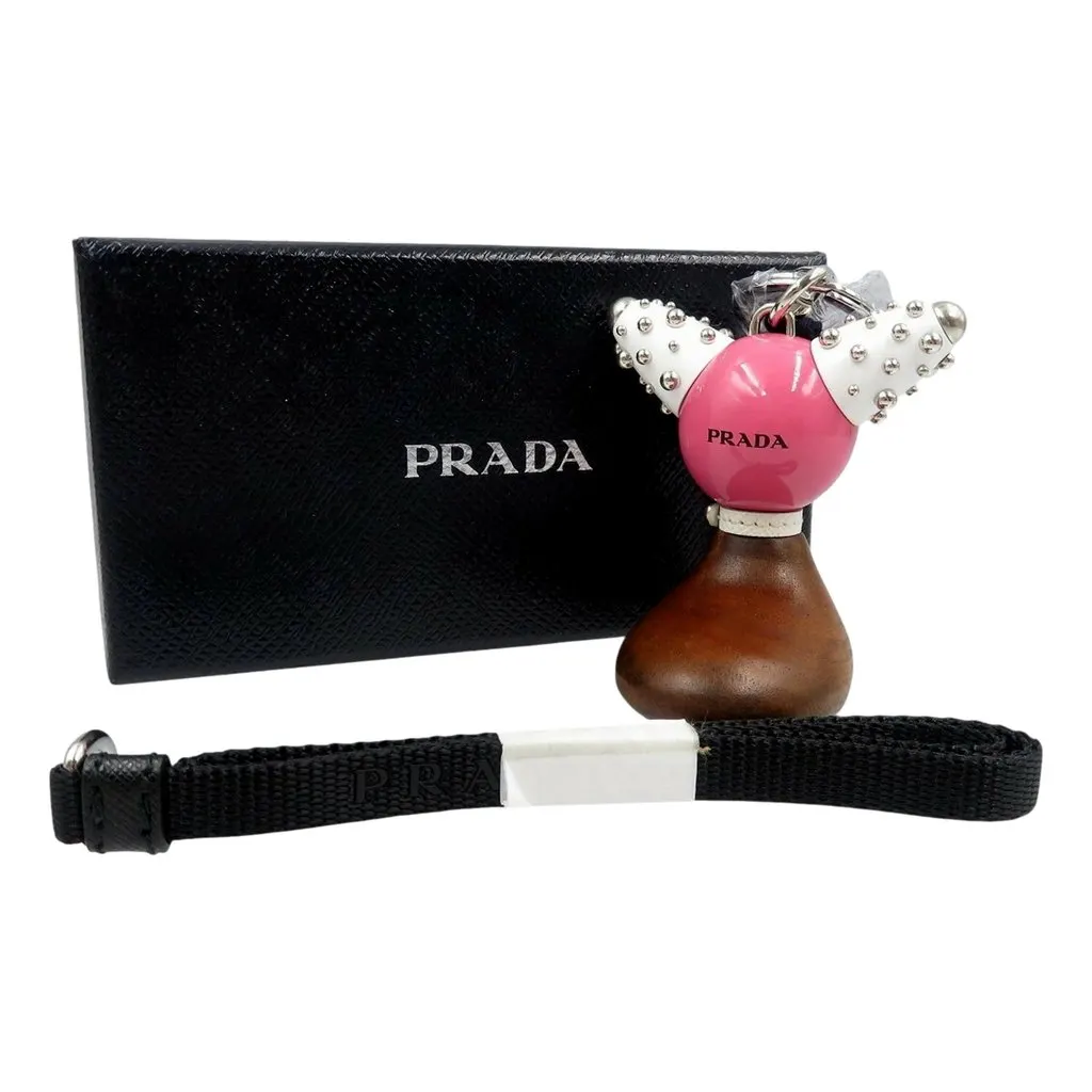 Prada Pradamalia Trick Robot Wood and Metal Begonia Pink Bag Charm Pink Leather Never worn - Model View