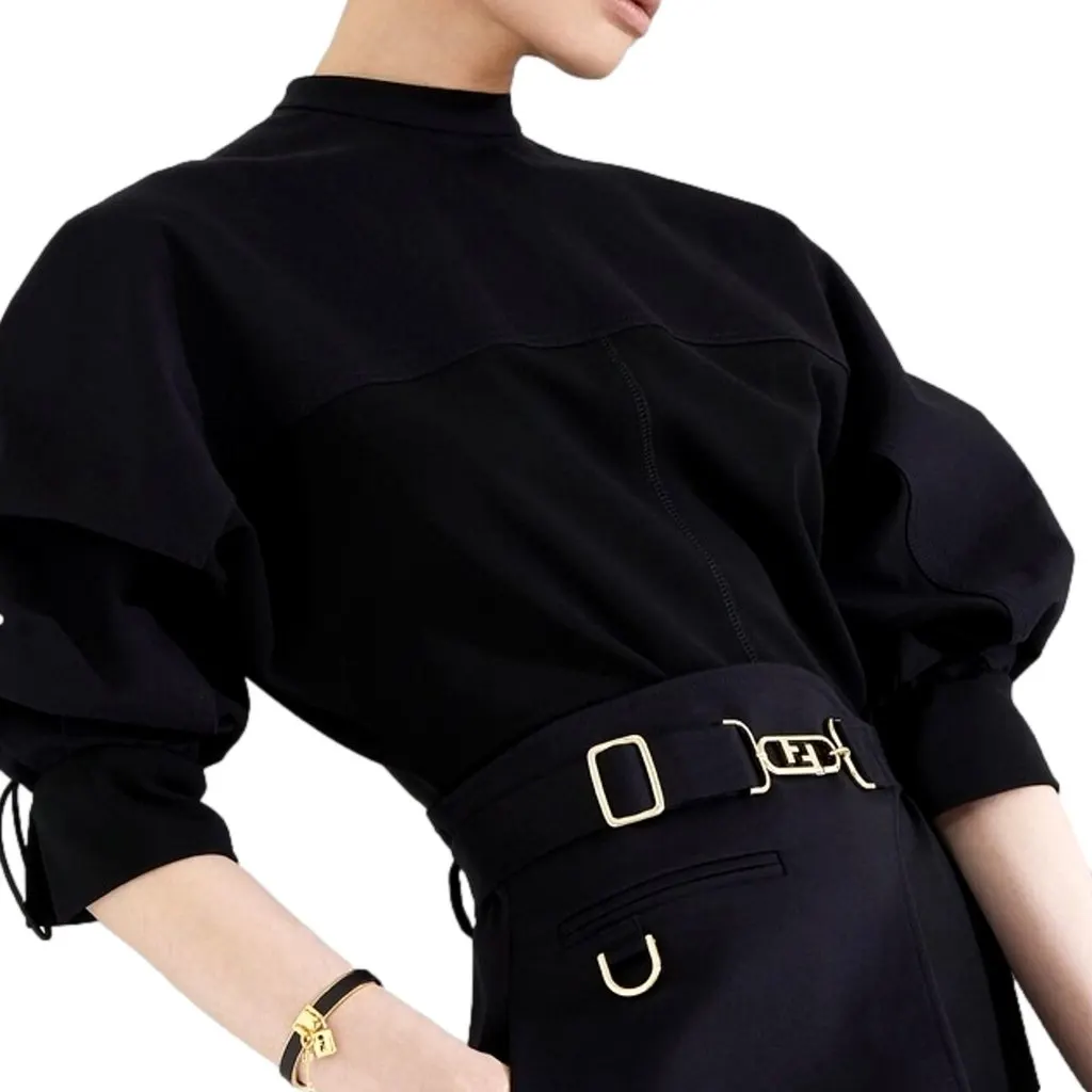 Fendi Master Key Black Leather Gold Small Bracelet Gold Leather Never worn - Back View