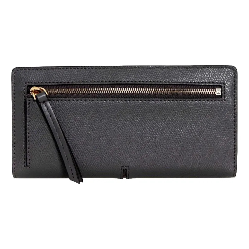Fendi O Lock Anthracite Gray Python Print Leather Snap Continental Wallet Grey Leather Never worn - Back View