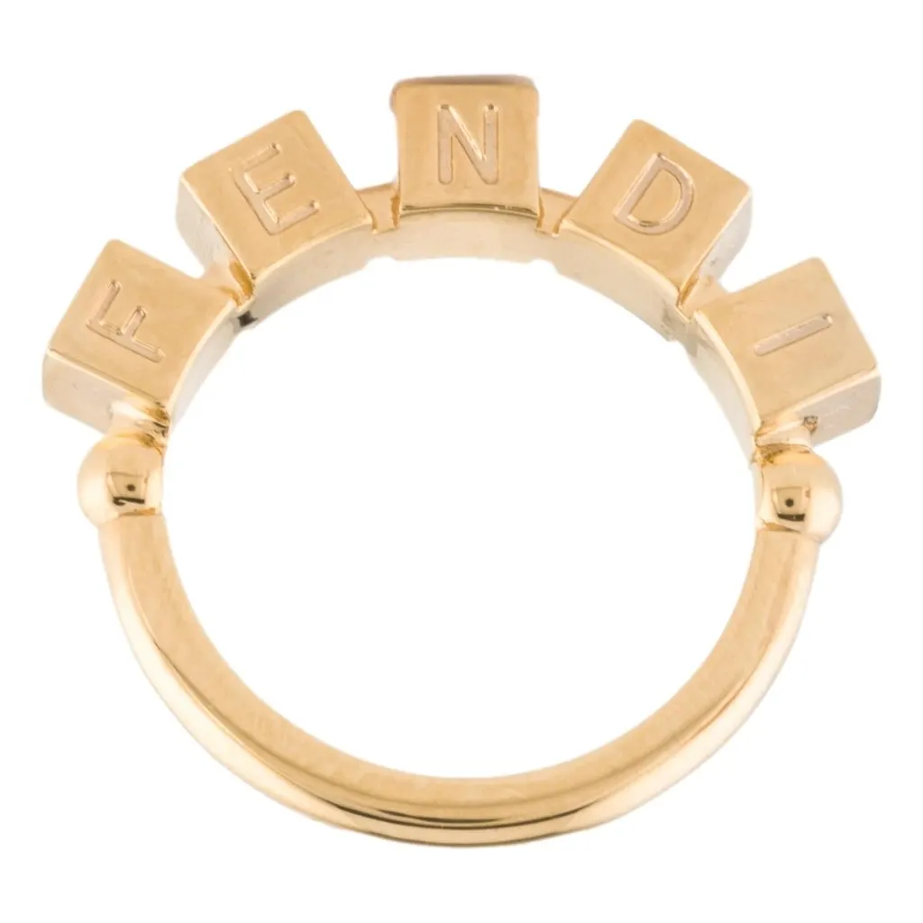 Fendi Fendigraphy Letters Gold Metal Ring Size Medium Gold Never worn - Back View