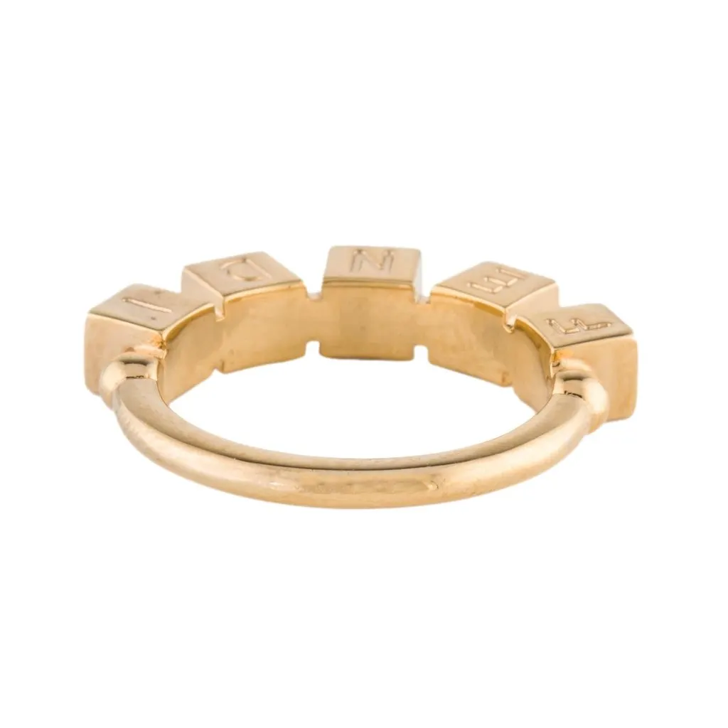 Fendi Fendigraphy Letters Gold Metal Ring Size Small Gold Never worn - Inside View
