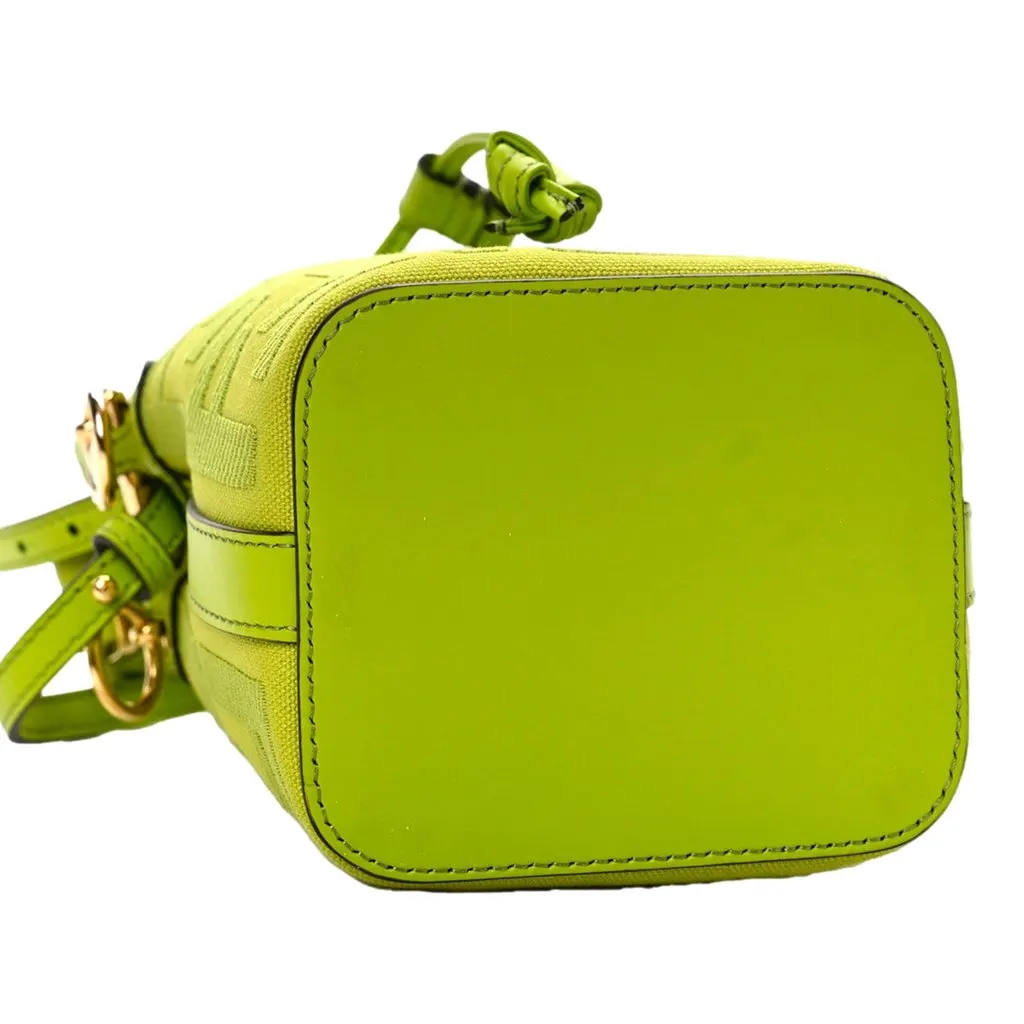 Fendi Mon Tresor Mini Wasabi Green FF Canvas Bucket Bag Crossbody Green Leather Never worn - Inside View
