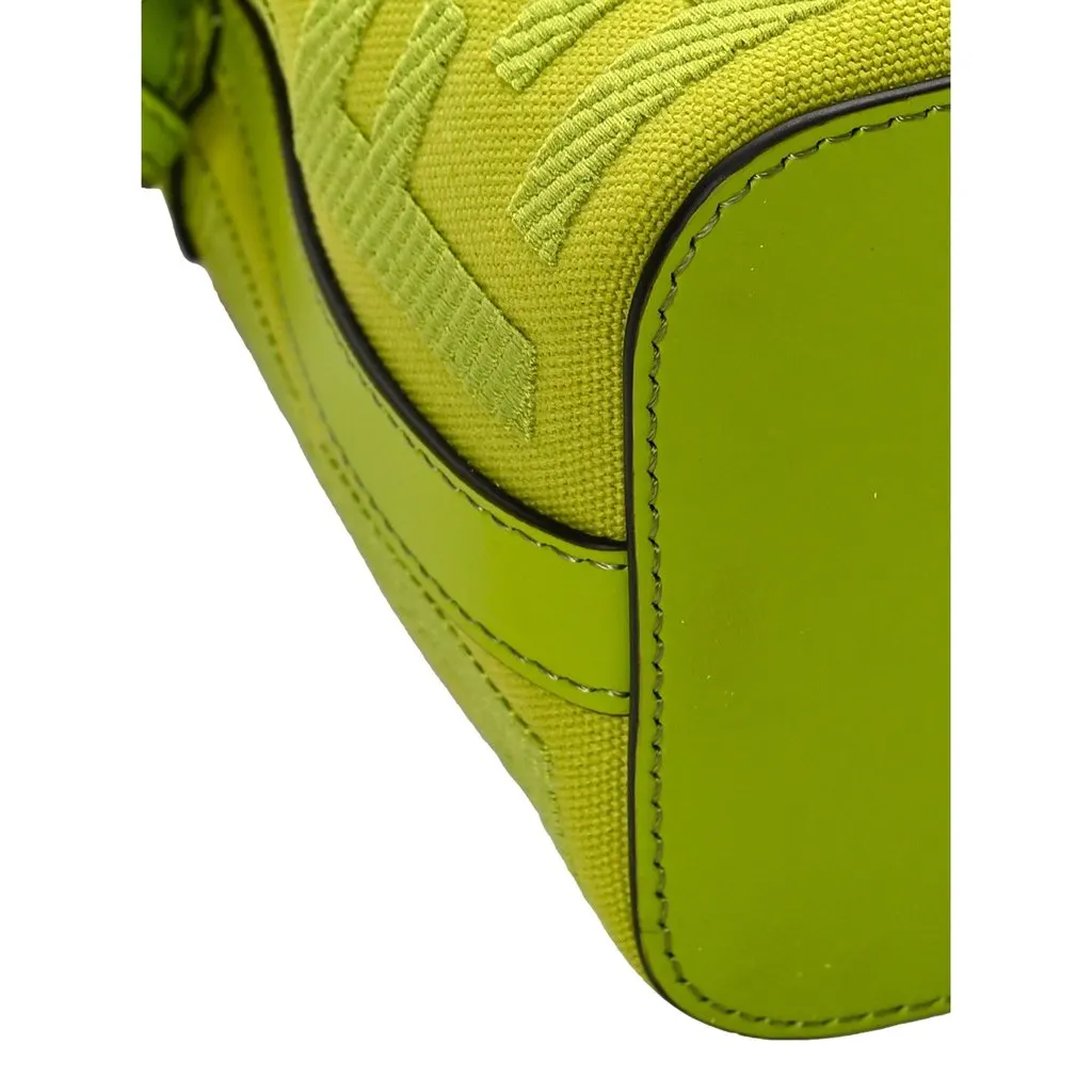Fendi Mon Tresor Mini Wasabi Green FF Canvas Bucket Bag Crossbody Green Leather Never worn - Model View