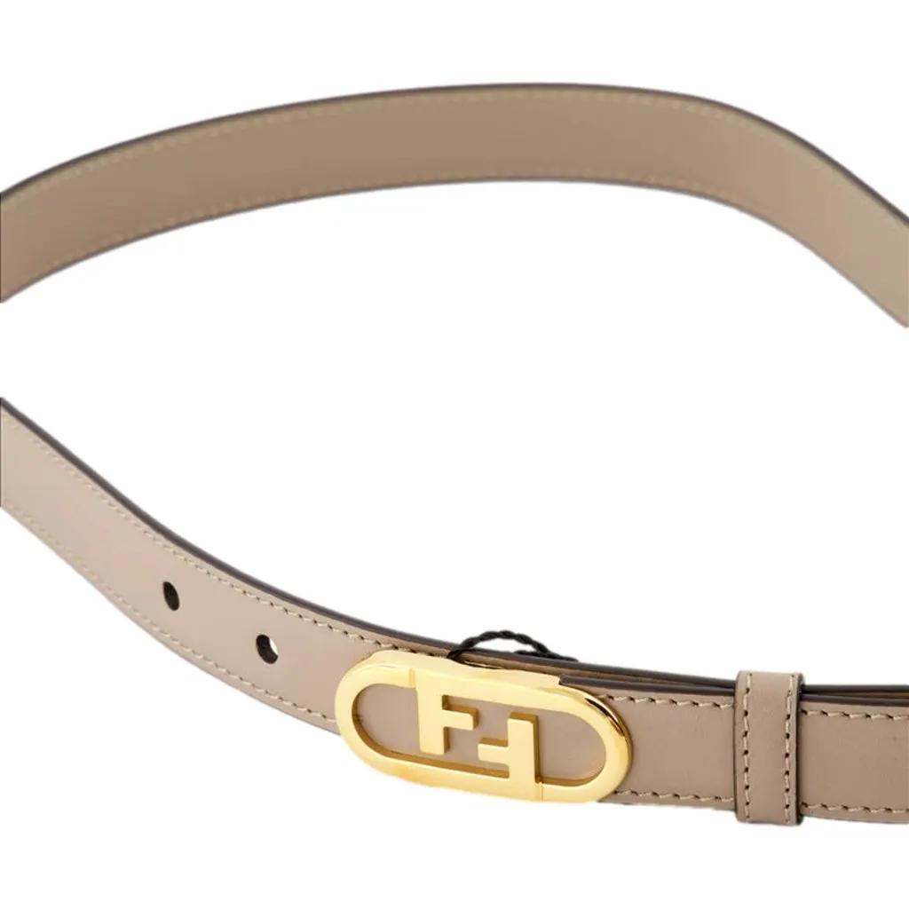 Fendi O’Lock Skinny Leather Belt Tortora Gray Gold Buckle Women’s Size 90 Grey Leather Never worn - Back View