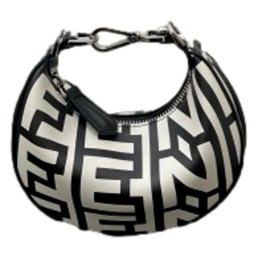 Fendi x Marc Jacobs Fendigraphy Black and White Hobo Nano Bag Black Leather Never worn - Inside View
