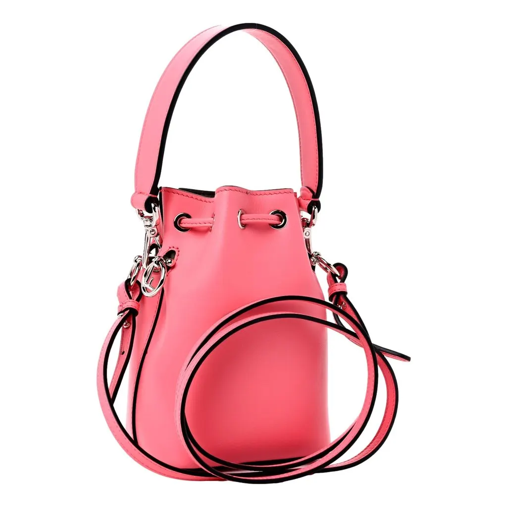 Fendi Mon Tresor Mini Bucket Bag Pink Calfskin Leather 3D Flower Pink Leather Never worn - Back View