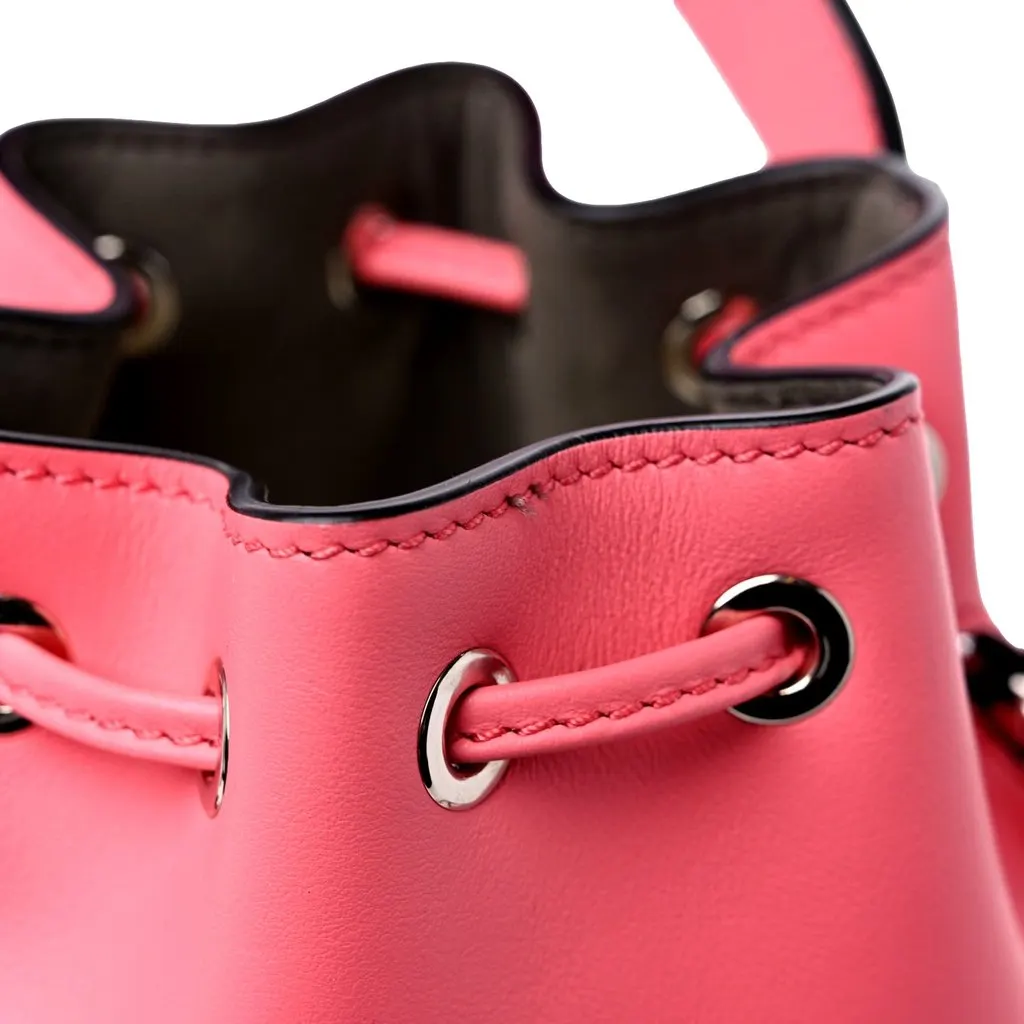 Fendi Mon Tresor Mini Bucket Bag Pink Calfskin Leather 3D Flower Pink Leather Never worn - Box View
