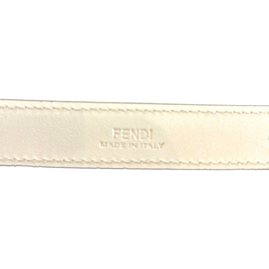 Fendi FF Studded Skinny Ivory Latte Belt Size 85 White Leather Never worn - Model View