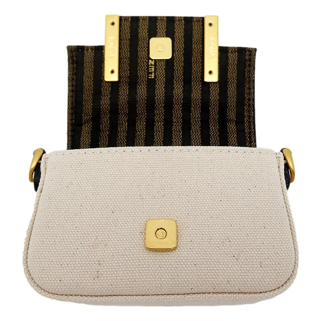 Fendi Fendi Canvas FF Embroidery Nano Baguette Charm Beige Multicolor Beige Canvas Never worn - Inside View