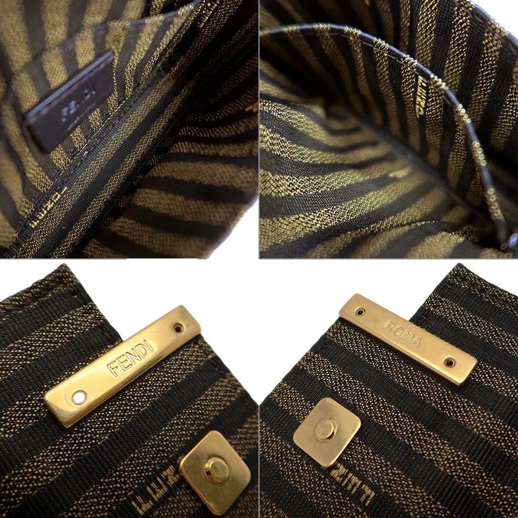 Fendi Fendi Canvas FF Embroidery Nano Baguette Charm Beige Multicolor Beige Canvas Never worn - Model View