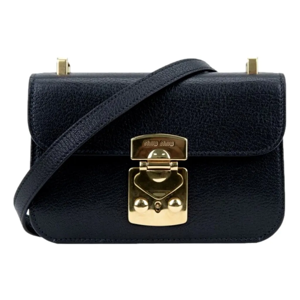 Miu Miu Madras Black Leather Crossbody Bag Black Leather Never worn - Front View