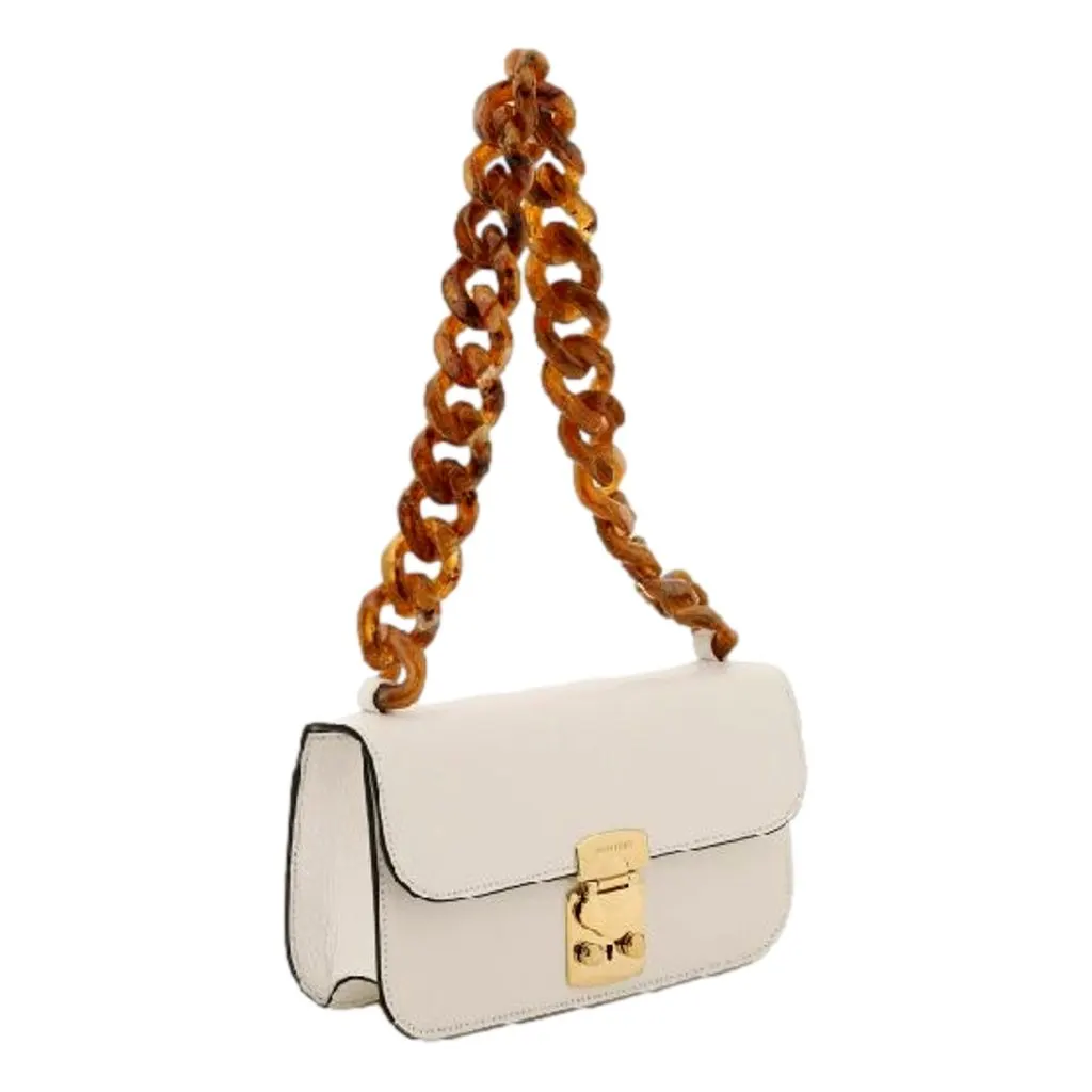 Miu Miu Madras White Leather Tortoise Shell Chain Handbag White Leather Never worn - Back View