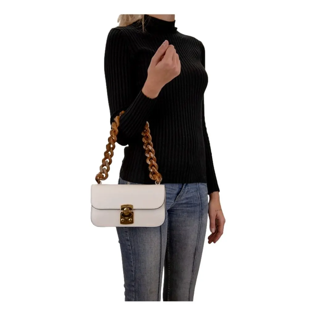 Miu Miu Madras White Leather Tortoise Shell Chain Handbag White Leather Never worn - Box View