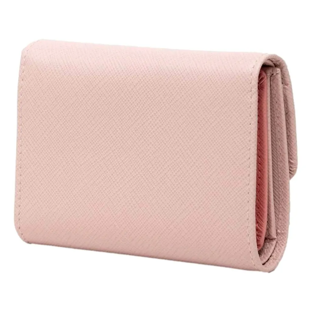 Prada Saffiano Petalo Pink Multicolor Trifold Coin Zipper Card Snap Wallet Pink Leather Never worn - Back View