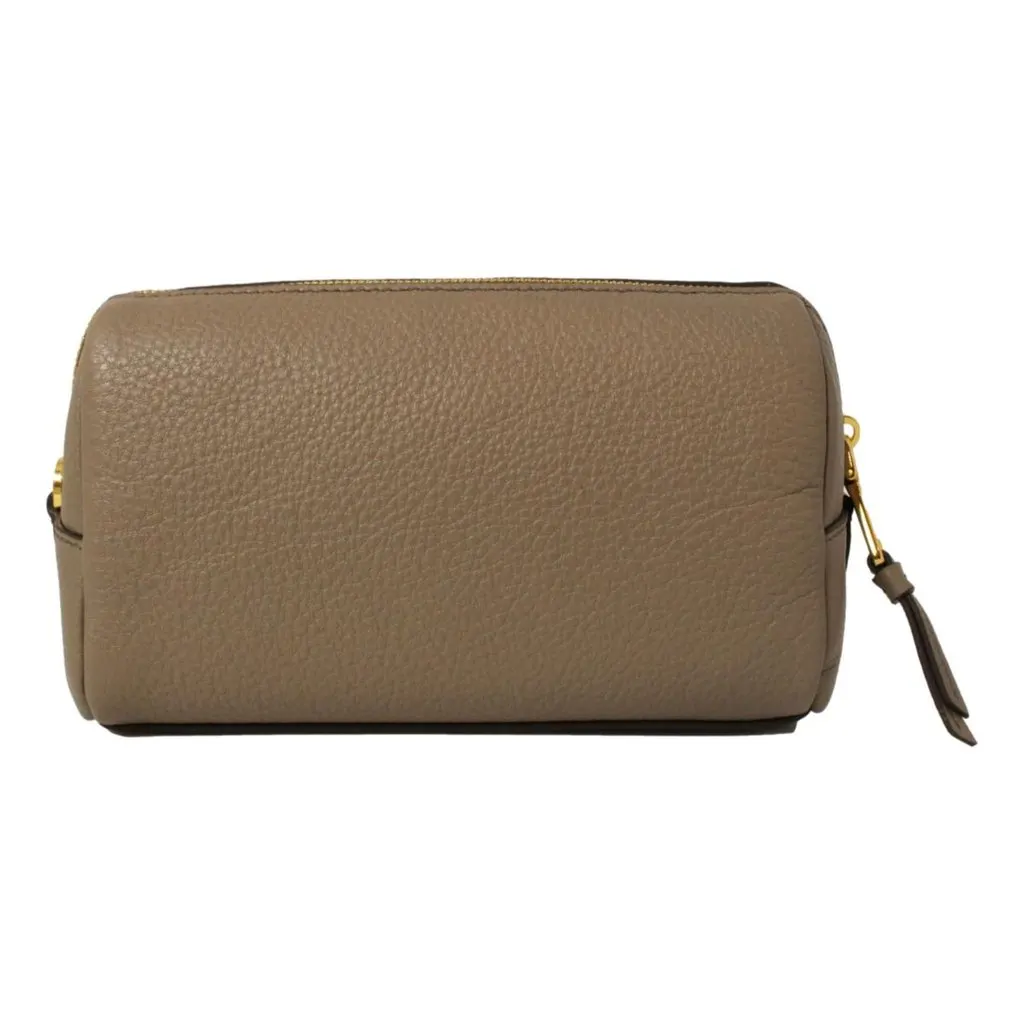 Prada Vitello Daino Argilla Grey Leather Cosmetic Pouch Grey Leather Never worn - Inside View