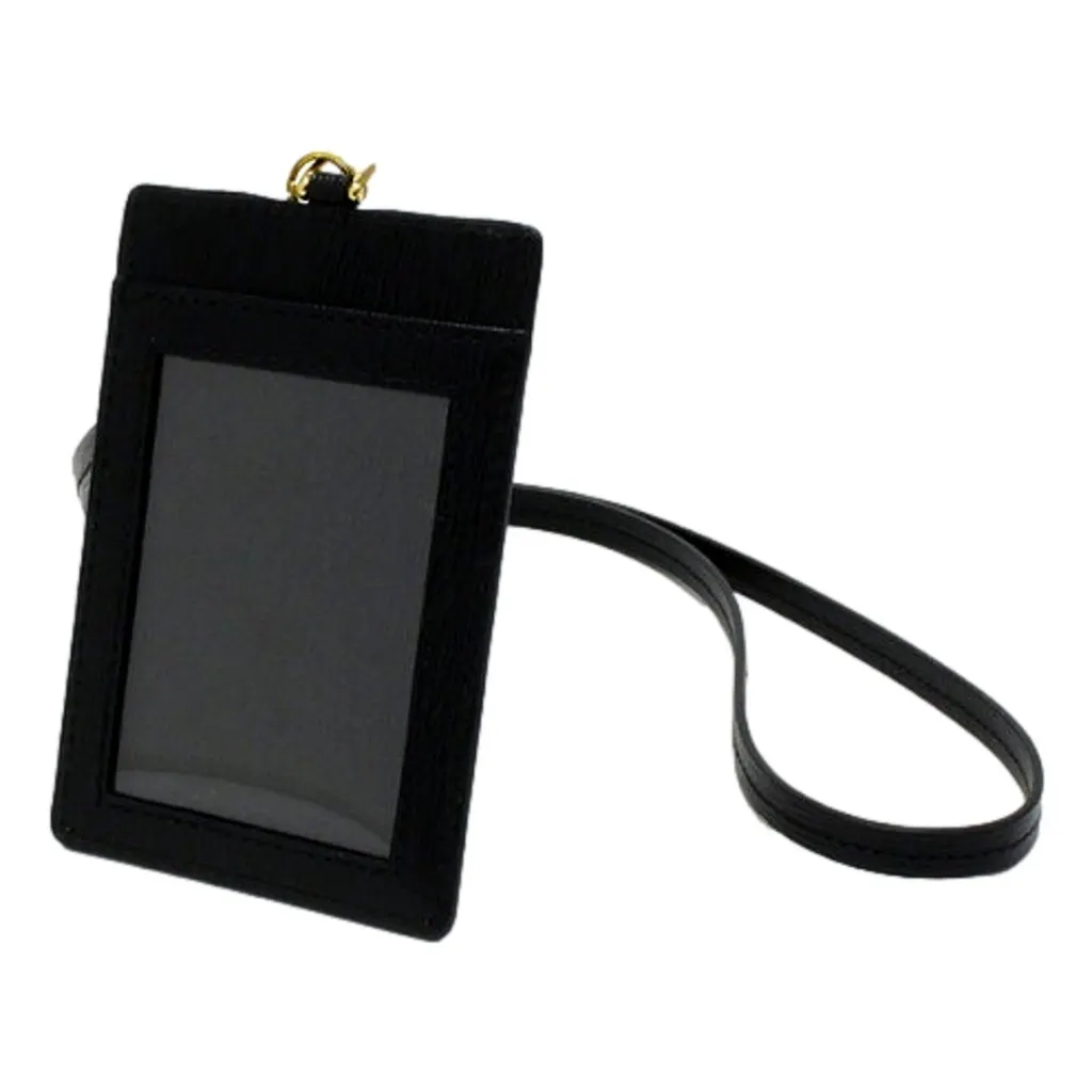 Prada Black Vitello Move Leather Card Holder with Strap Black Leather Never worn - Back View