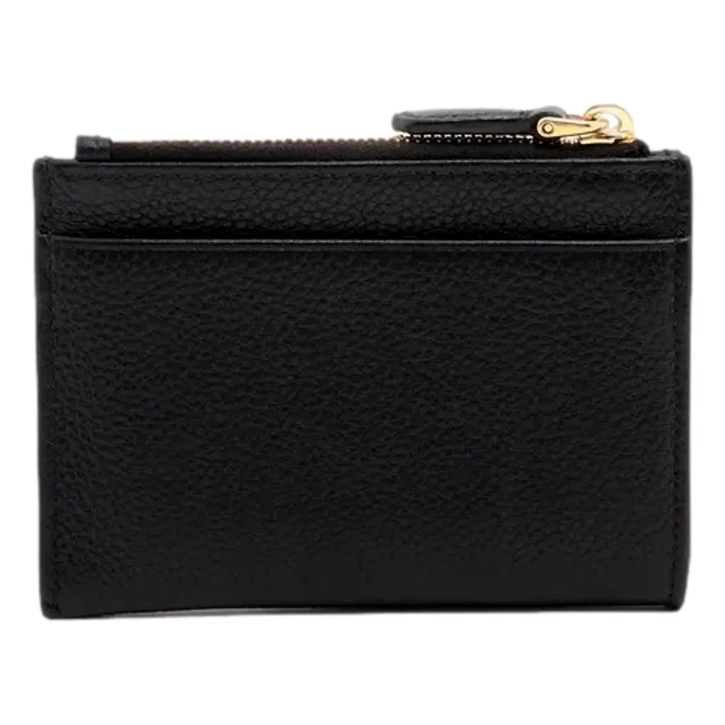 Prada Womens Vitello Grain Nero Black Leather Zip Top Card Wallet Black Leather Never worn - Back View