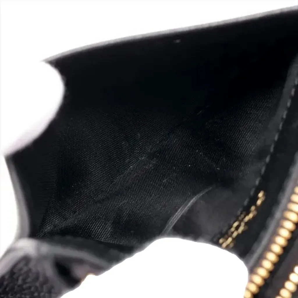 Prada Womens Vitello Grain Nero Black Leather Zip Top Card Wallet Black Leather Never worn - Inside View