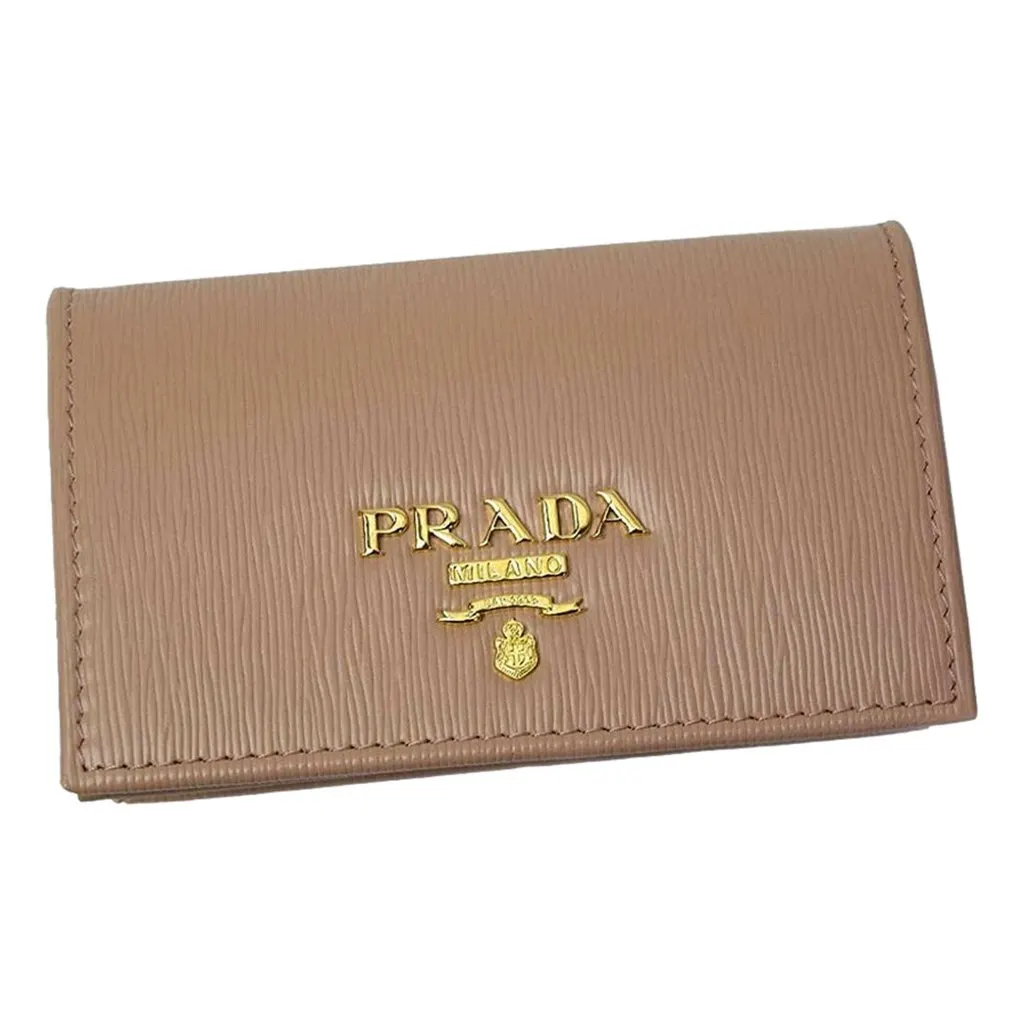 Prada Vitello Move Mini Cardholder Wallet Cipria Beige Leather Beige Leather Never worn - Front View
