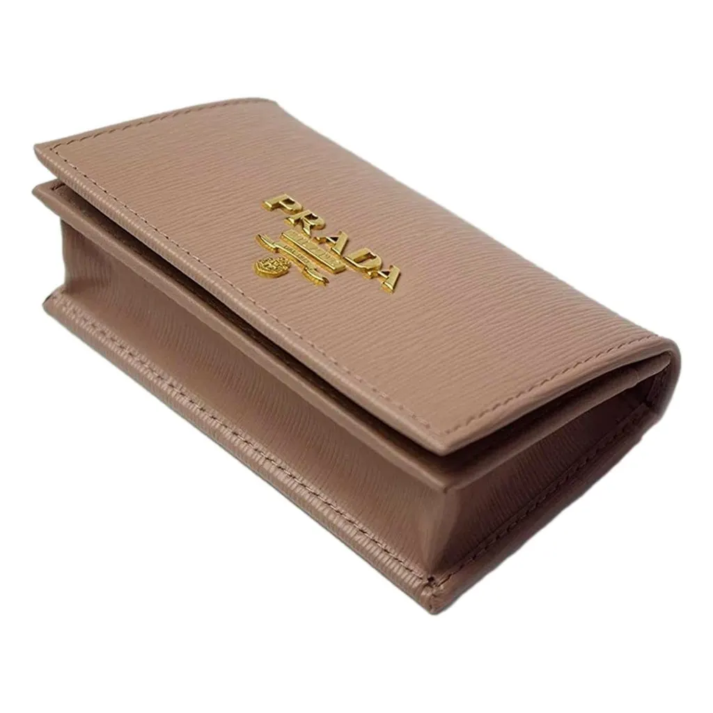 Prada Vitello Move Mini Cardholder Wallet Cipria Beige Leather Beige Leather Never worn - Back View