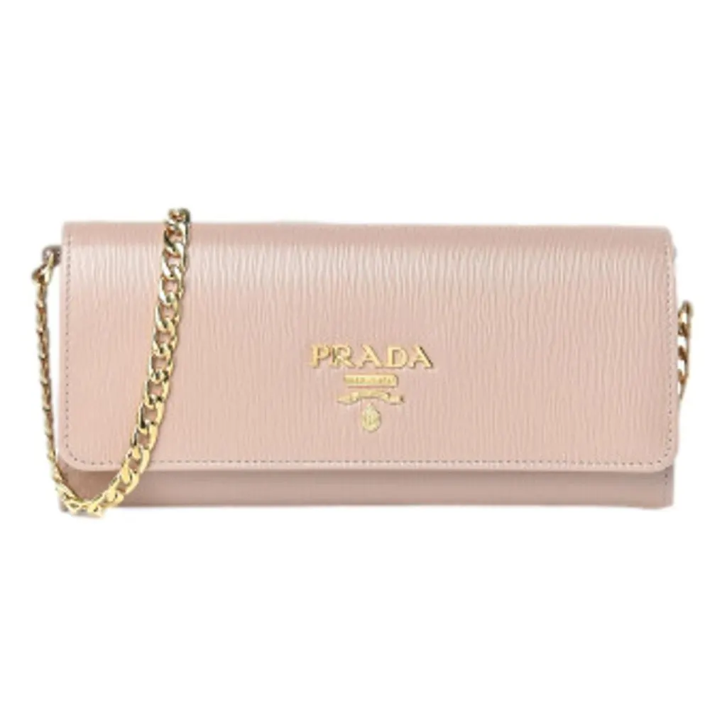 Prada Cipria Beige Vitello Move Leather Chain Wallet Crossbody Beige Leather Never worn - Front View