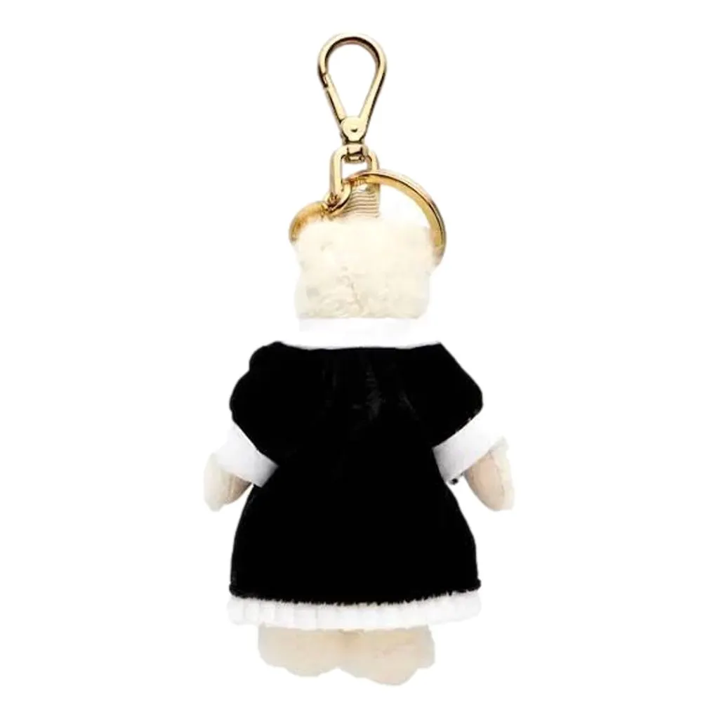 Prada Teddy Bear Cotton Mohair Bag Charm Keychain Black Dress White Cotton Never worn - Inside View