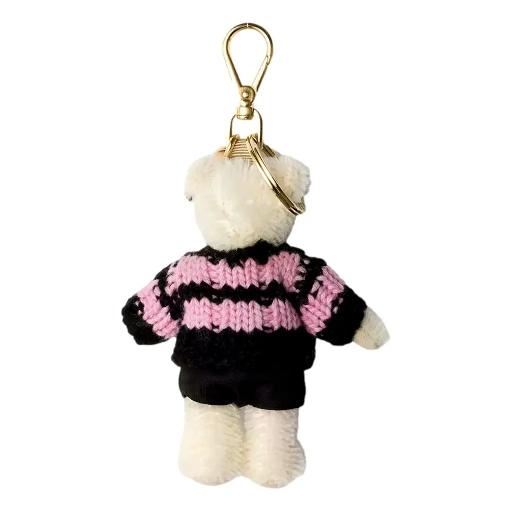 Prada Teddy Bear Cotton Mohair Bag Charm in Black Pink White Cotton Never worn - Back View