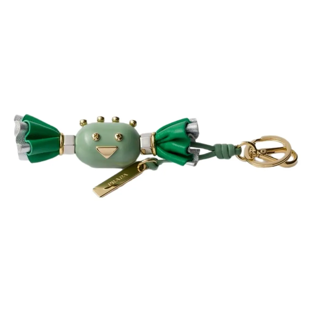 Prada Green Leather Candy Robot Bag Charm Keychain Green Leather Never worn - Front View