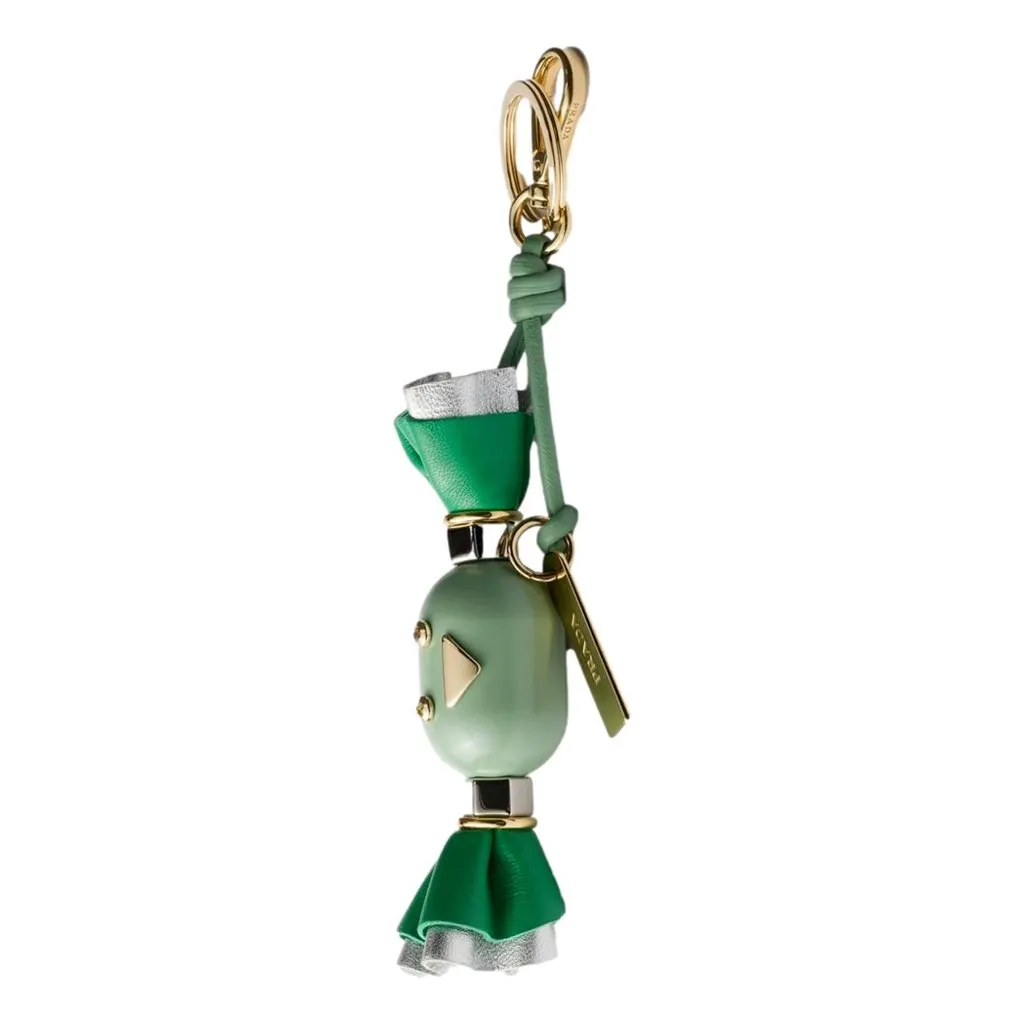 Prada Green Leather Candy Robot Bag Charm Keychain Green Leather Never worn - Back View