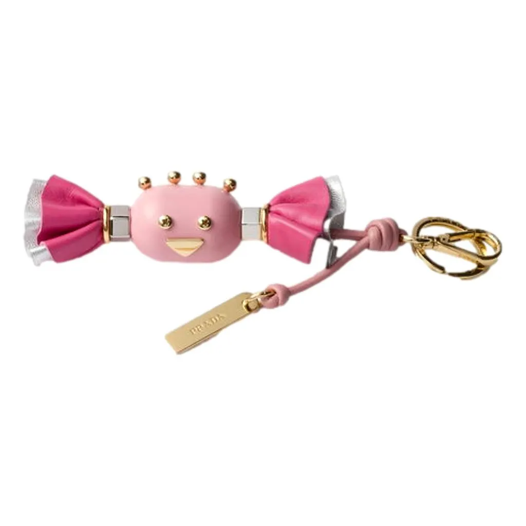 Prada Trick Candy Leather Keychain Bag Charm Peonia Pink Pink Leather Never worn - Front View
