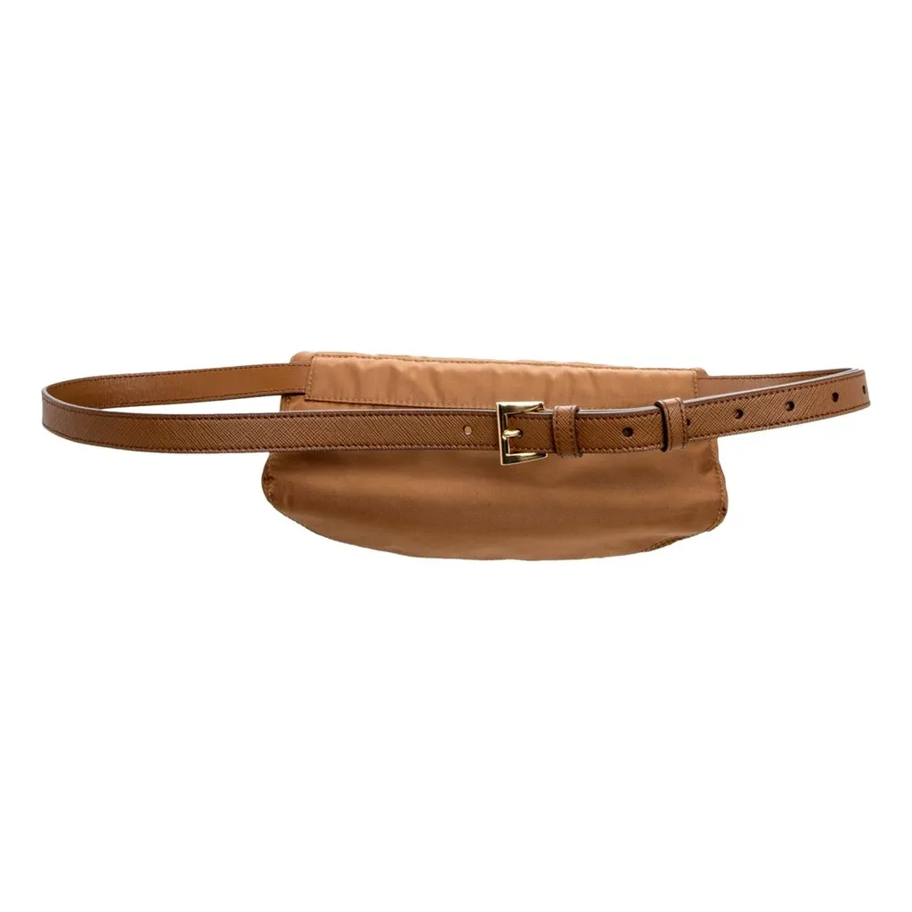 Prada Brown Re-Nylon Saffiano Leather Belt Bag Brown Never worn - Back View